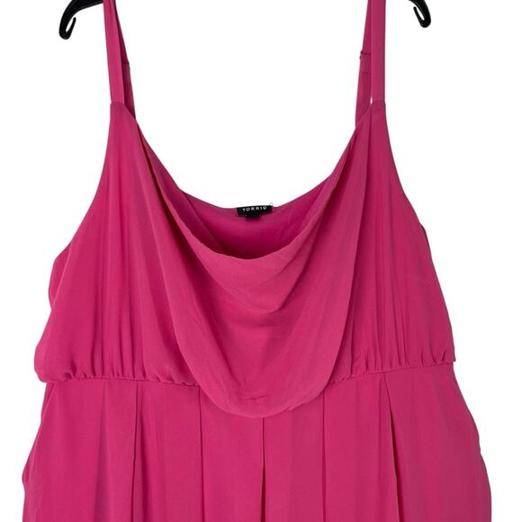 Torrid Chiffon Pink Cowl Neck Flowy Pleated Midi Dress - Picture 4 of 14